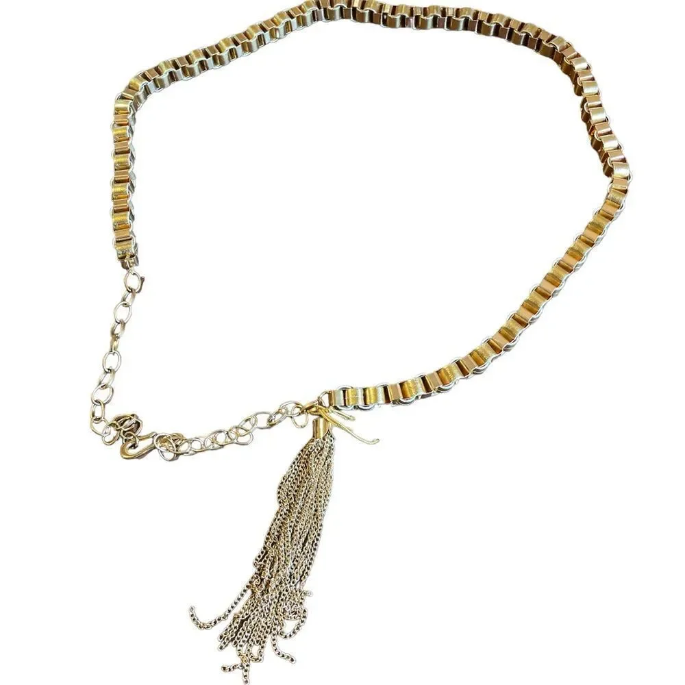 BEBE gold tassel belt